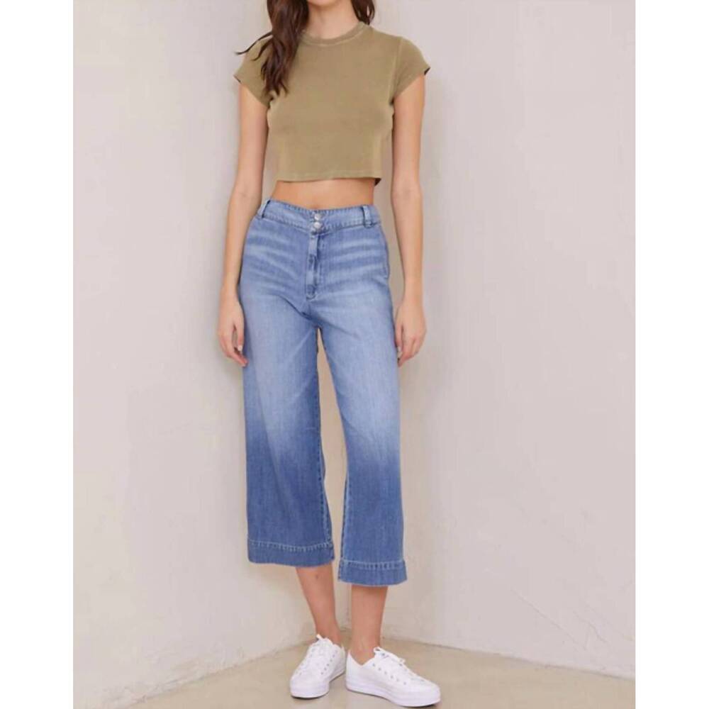 NEW BELLA DAHL saige wide leg crop jeans in salt creek wash - Picture 3 of 5